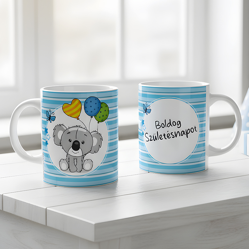 Koalás születésnapi bögre - kék