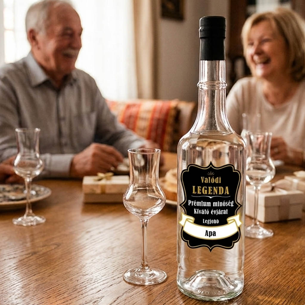 Valódi Legenda – Egyedi Pálinkás Üveg Apáknak (0,5 l)