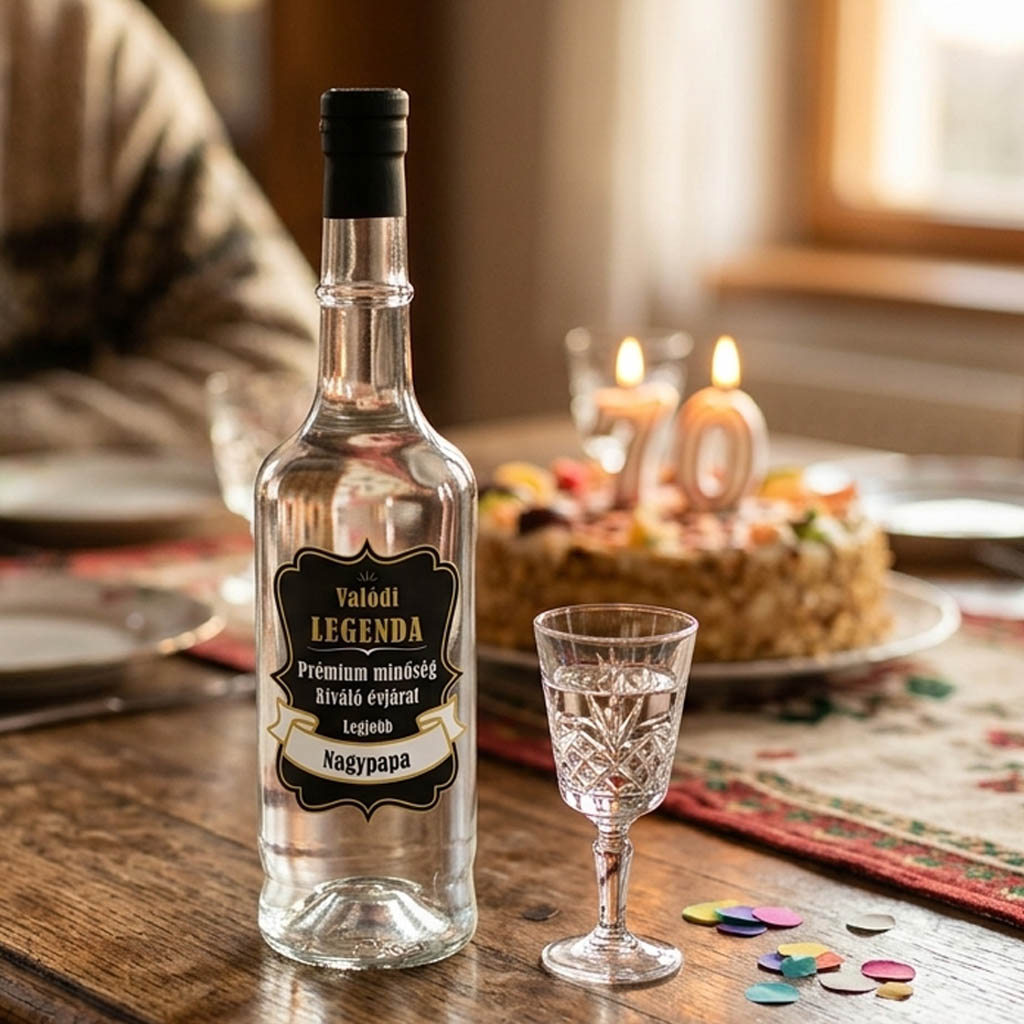 Valódi Legenda – Egyedi Pálinkás Üveg Nagypapáknak (0,5L)