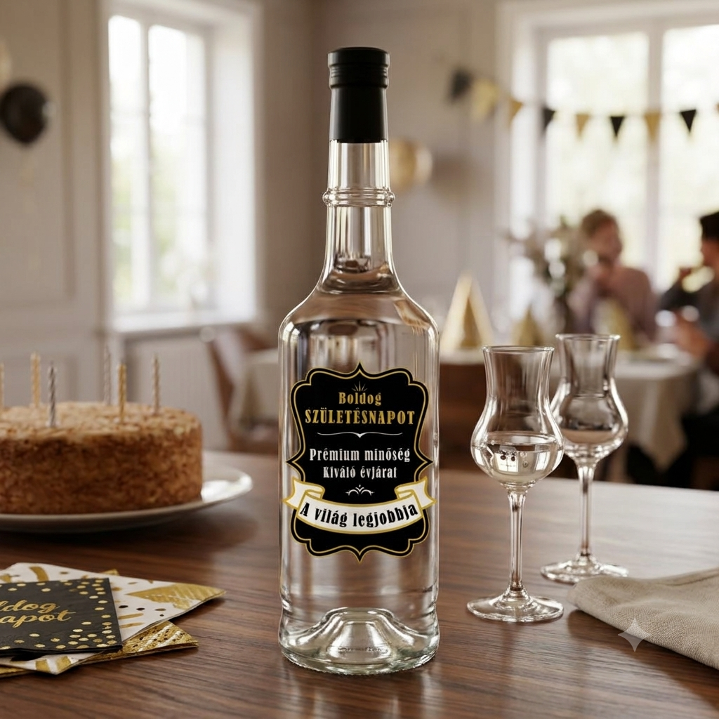 „Boldog Születésnapot” Pálinkás Üveg (0,5L)