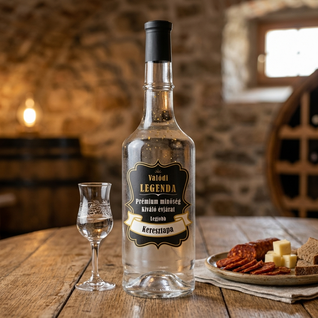 Valódi Legenda – Egyedi Pálinkás Üveg Keresztapáknak (0,5 L)