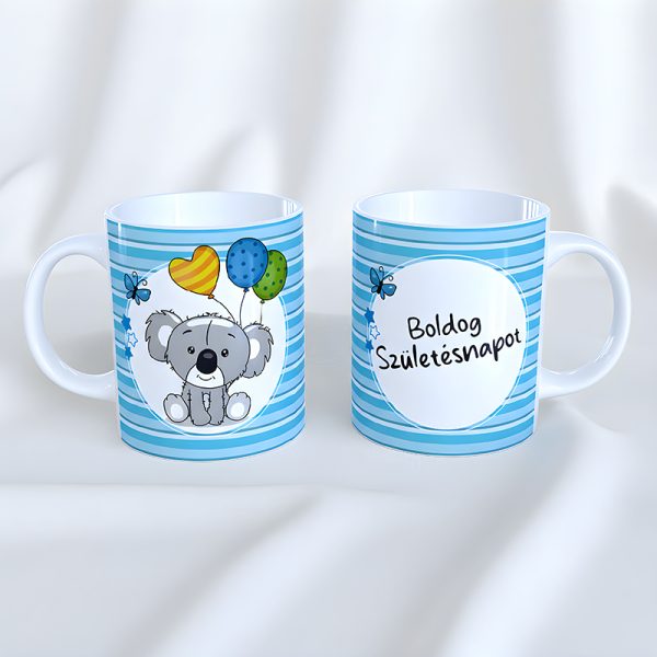 Koalás születésnapi bögre - kék 2