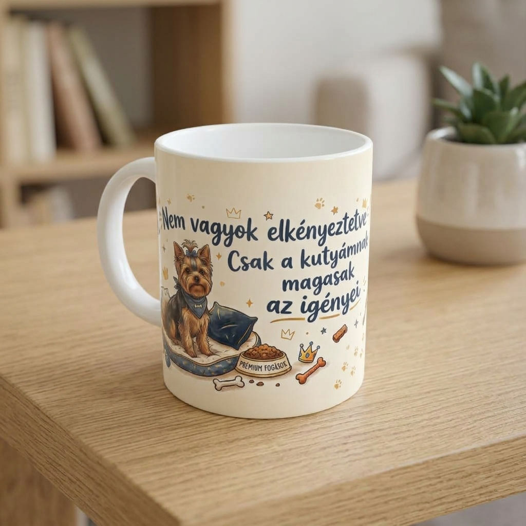 Nem vagyok elkényeztetve kutyás bögre - Yorkshire terrier