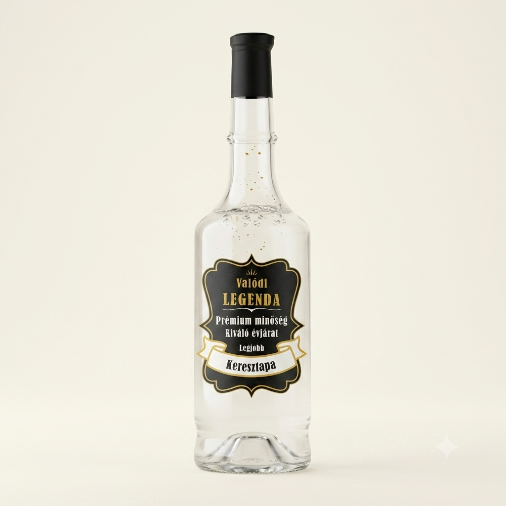 Valódi Legenda – Egyedi Pálinkás Üveg Keresztapáknak (0,5 L) 2